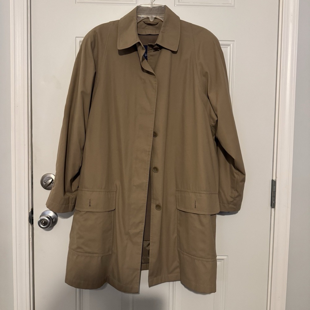 Classic Khaki London Fog Limited Size 16W Raincoat Jacket 3/4 Trench Coat